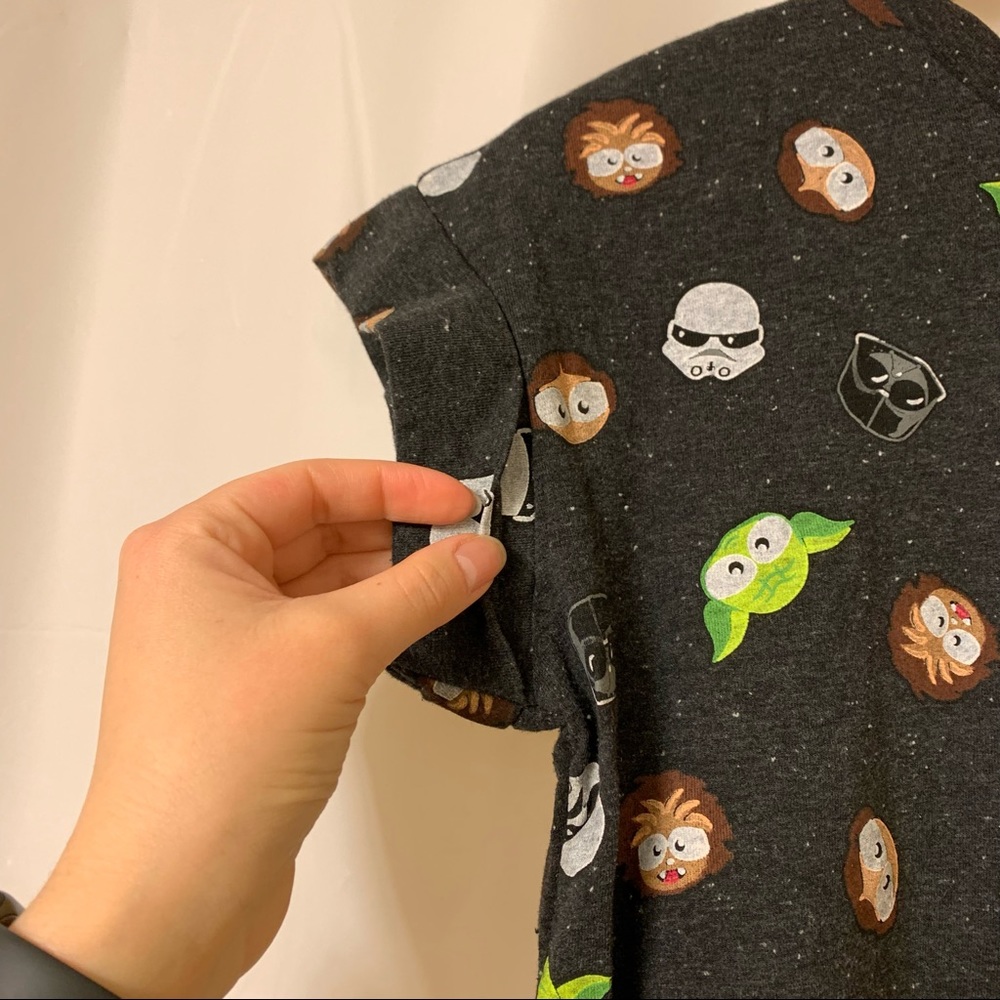 Star Wars Cartoon Character Black Charcoal T-Shirt - Picture 3 of 10